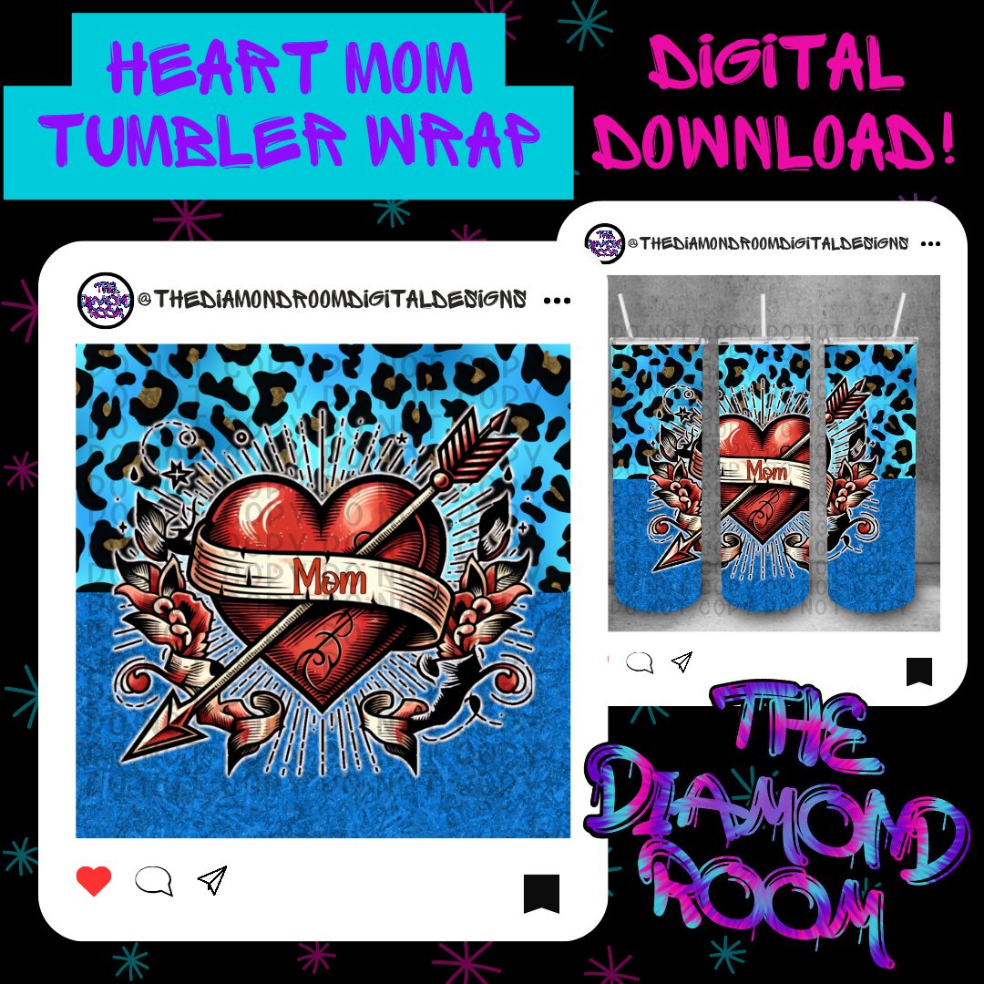Heart Mom Tumbler Wrap
