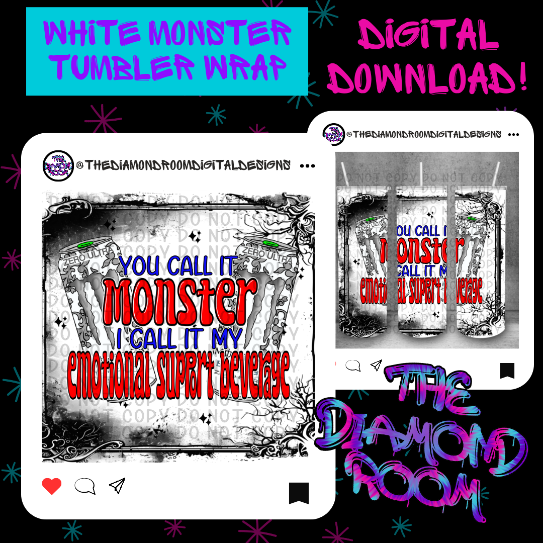 White Monster Tumbler Wrap